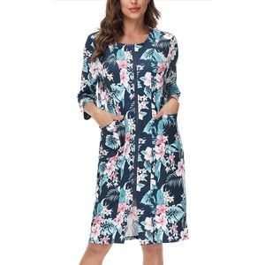 Floral Robe with zipper- NEW large